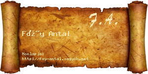 Fáy Antal névjegykártya
